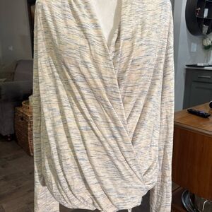 Anthropologie Cream and Blue Striped Top